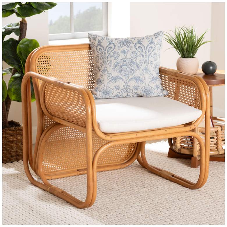 Image 1 bali & pari Cambridge Natural Rattan Armchair - Handcrafted Lounge Chair