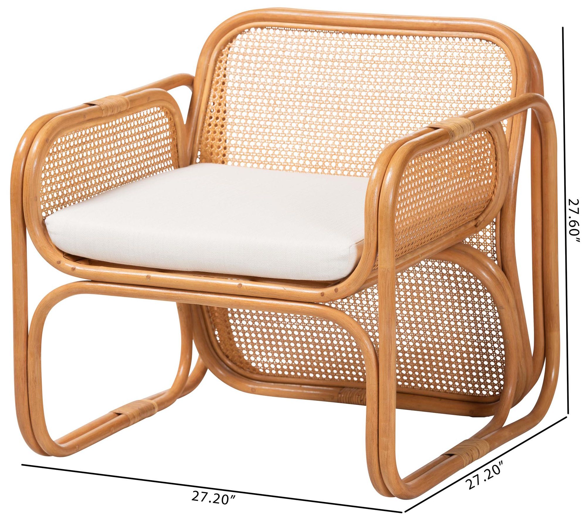 bali & pari Cambridge Natural Rattan Armchair - Handcrafted Lounge Chair