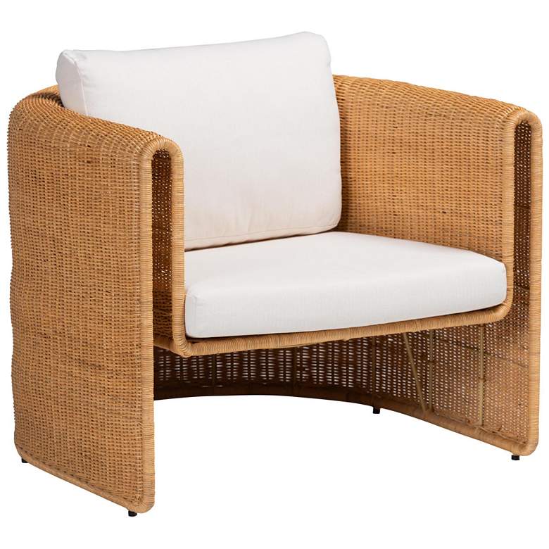 Image 2 bali & pari Carina Natural Rattan Armchair with Cushion - Lounge Chair