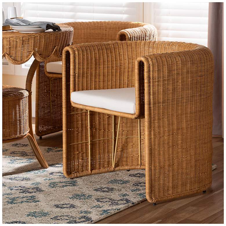 Image 2 bali & pari Carina Natural Rattan Barrel Dining Chair more views