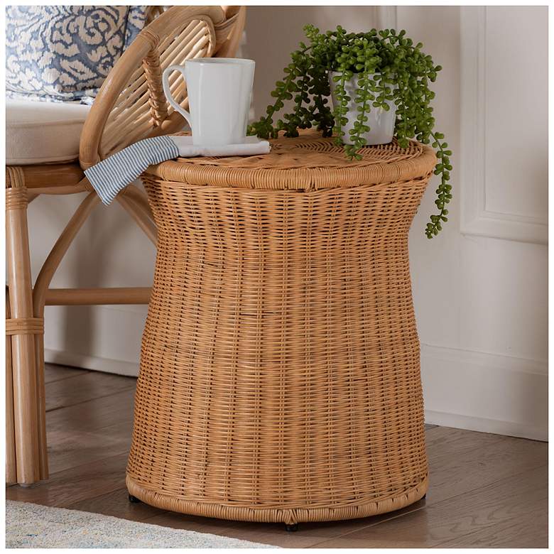 Image 1 bali & pari Caroline Round Natural Rattan End Table