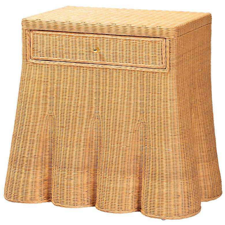 Image 1 bali & pari Chica Scalloped Natural Rattan Console Table, Rectangle