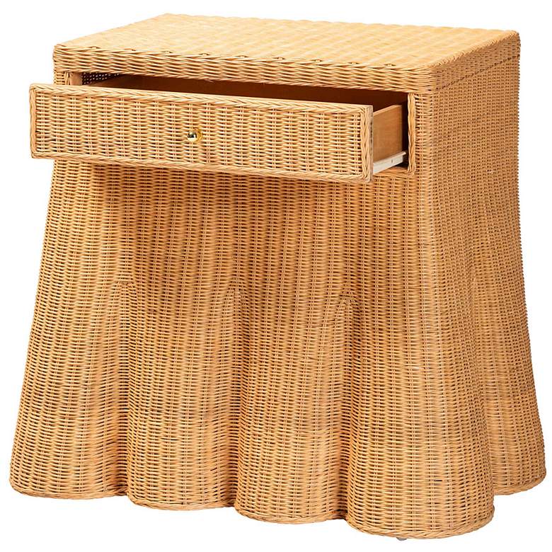 Image 3 bali & pari Chica Scalloped Natural Rattan Console Table, Rectangle more views