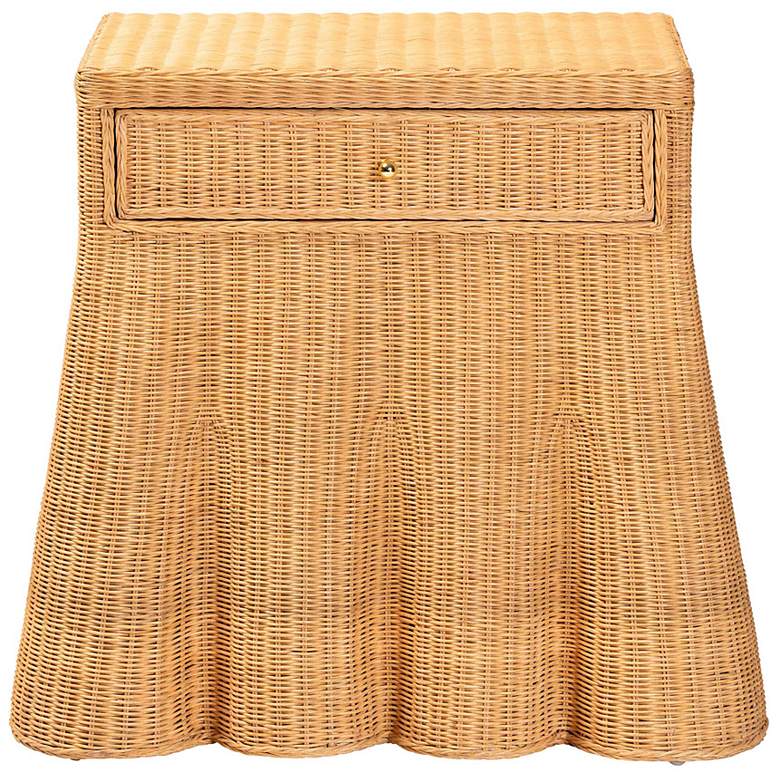 Image 4 bali & pari Chica Scalloped Natural Rattan Console Table, Rectangle more views
