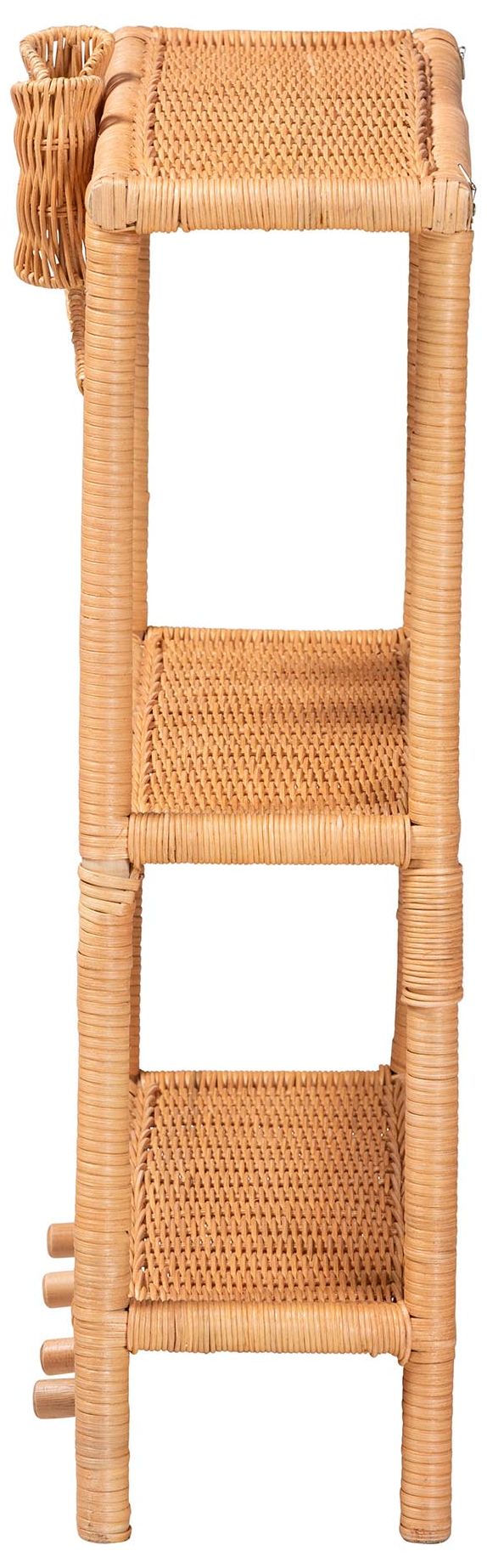 Image 4 bali & pari Creusa Natural Rattan 2-Tier Wall Shelf with Bow Detail more views