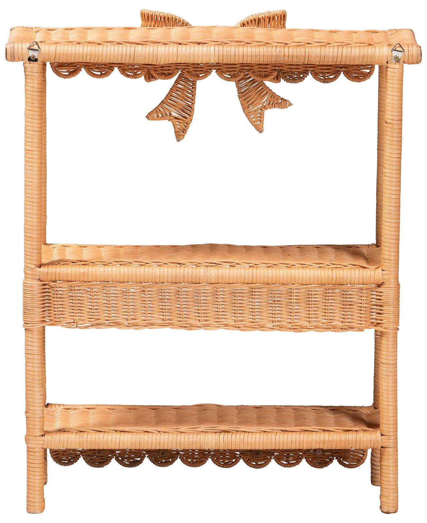 Image 5 bali & pari Creusa Natural Rattan 2-Tier Wall Shelf with Bow Detail more views