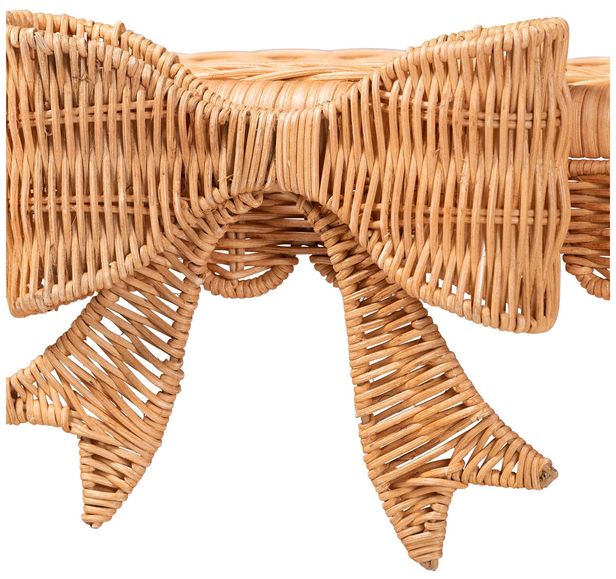 Image 6 bali & pari Creusa Natural Rattan 2-Tier Wall Shelf with Bow Detail more views