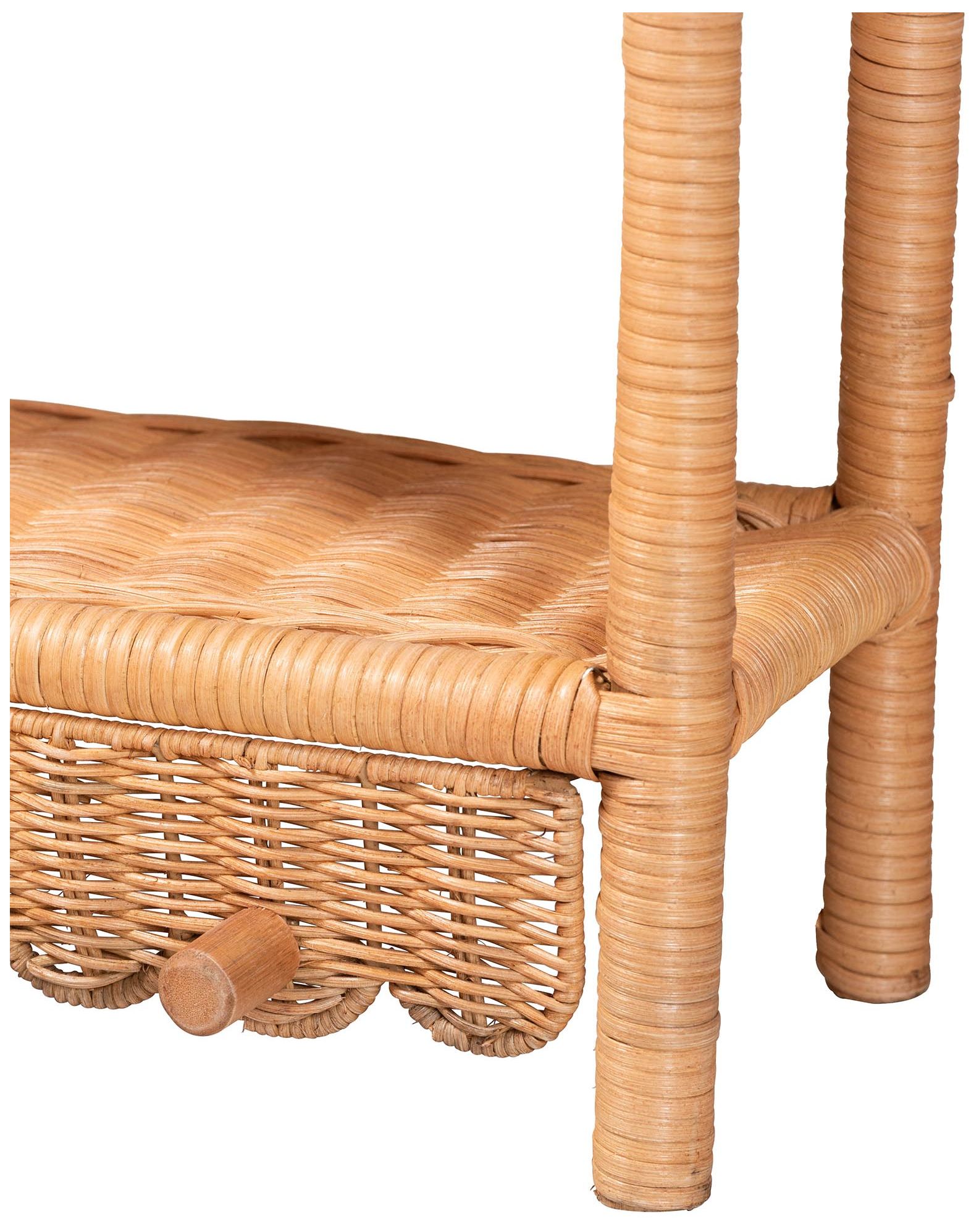 Image 7 bali & pari Creusa Natural Rattan 2-Tier Wall Shelf with Bow Detail more views