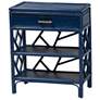 2_bali & pari Daina Blue Natural Rattan Nightstand with Drawer and Shelves