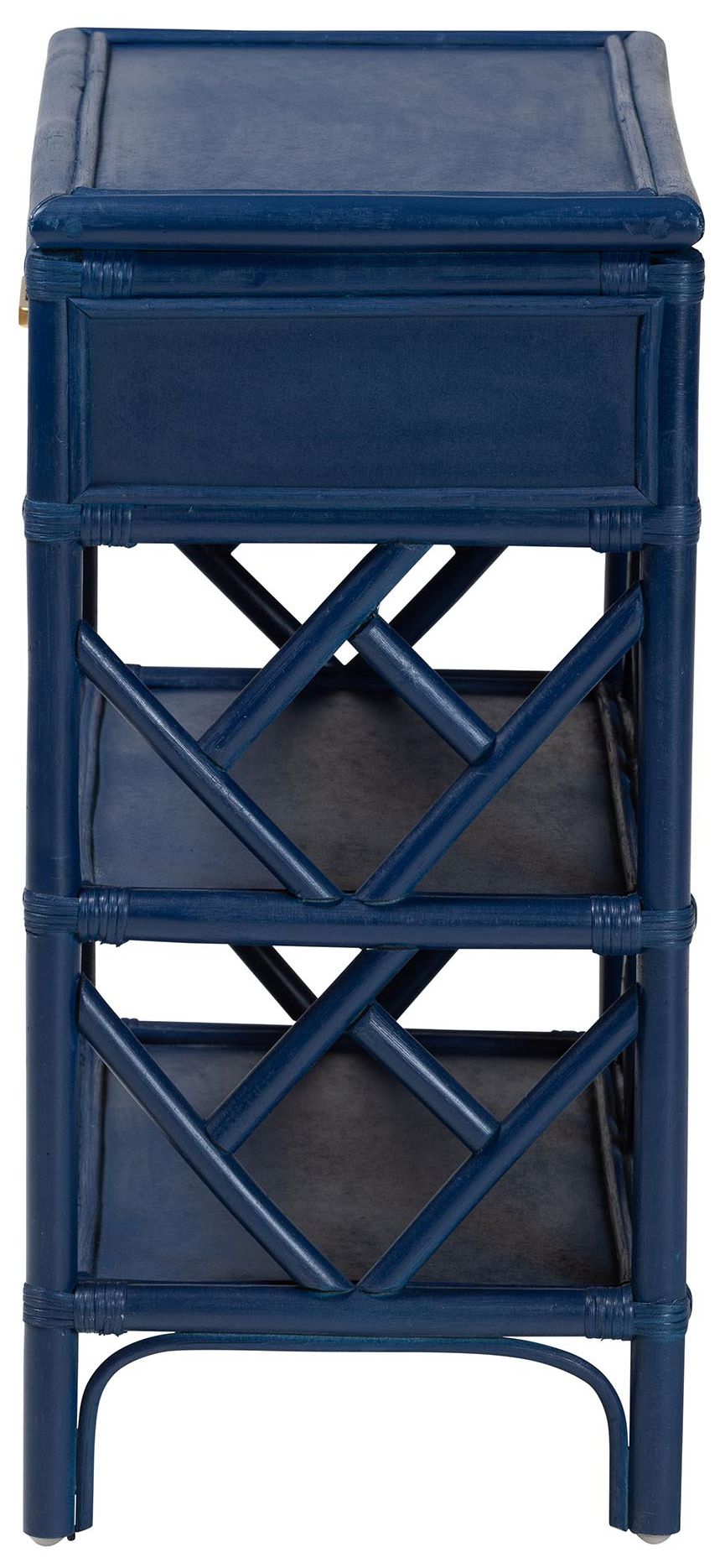 Image 5 bali & pari Daina Blue Natural Rattan Nightstand with Drawer and Shelves more views
