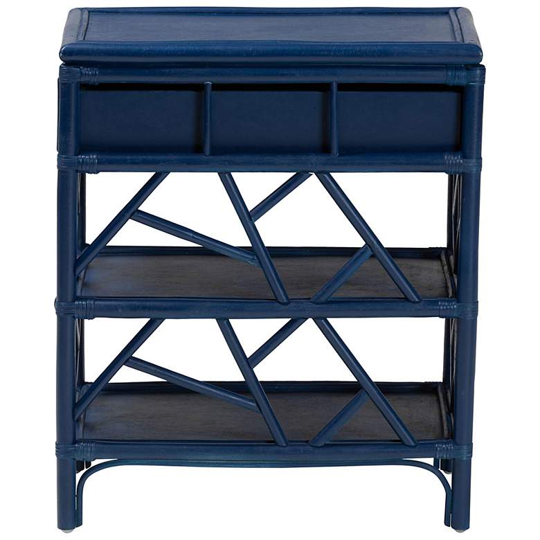 Image 6 bali & pari Daina Blue Natural Rattan Nightstand with Drawer and Shelves more views