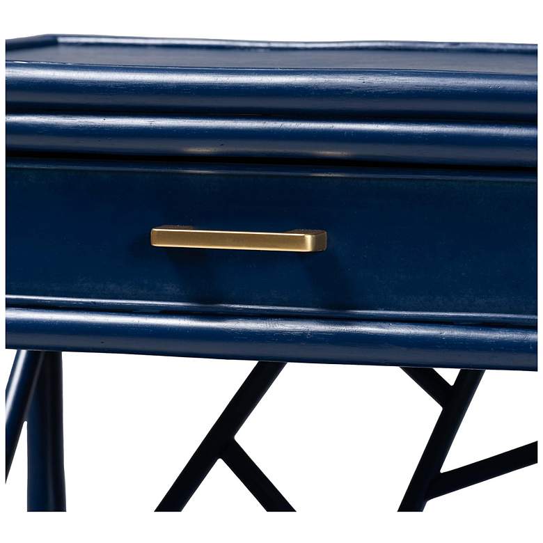 Image 7 bali & pari Daina Blue Natural Rattan Nightstand with Drawer and Shelves more views