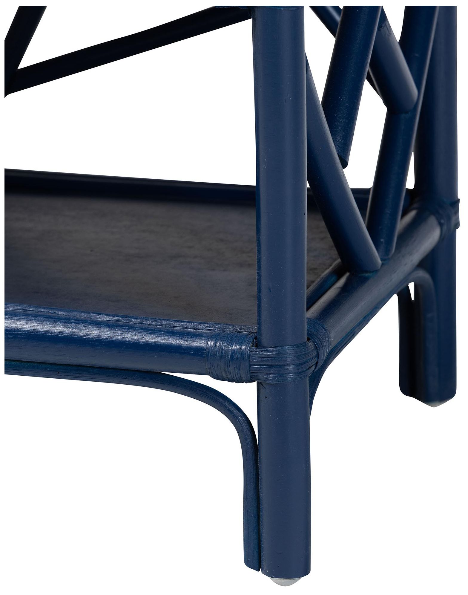 bali & pari Daina Blue Natural Rattan Nightstand with Drawer and Shelves