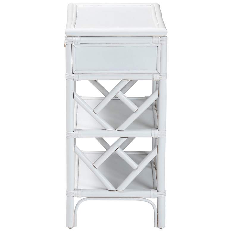 Image 5 bali & pari Daina White Natural Rattan Nightstand with Drawer and Shelves more views