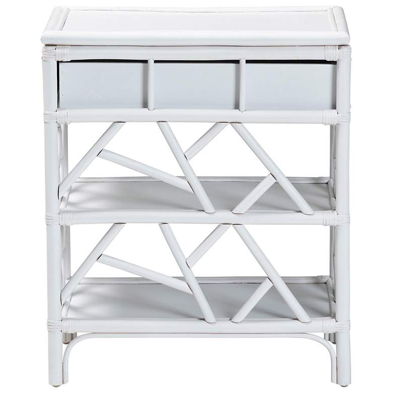 Image 6 bali & pari Daina White Natural Rattan Nightstand with Drawer and Shelves more views
