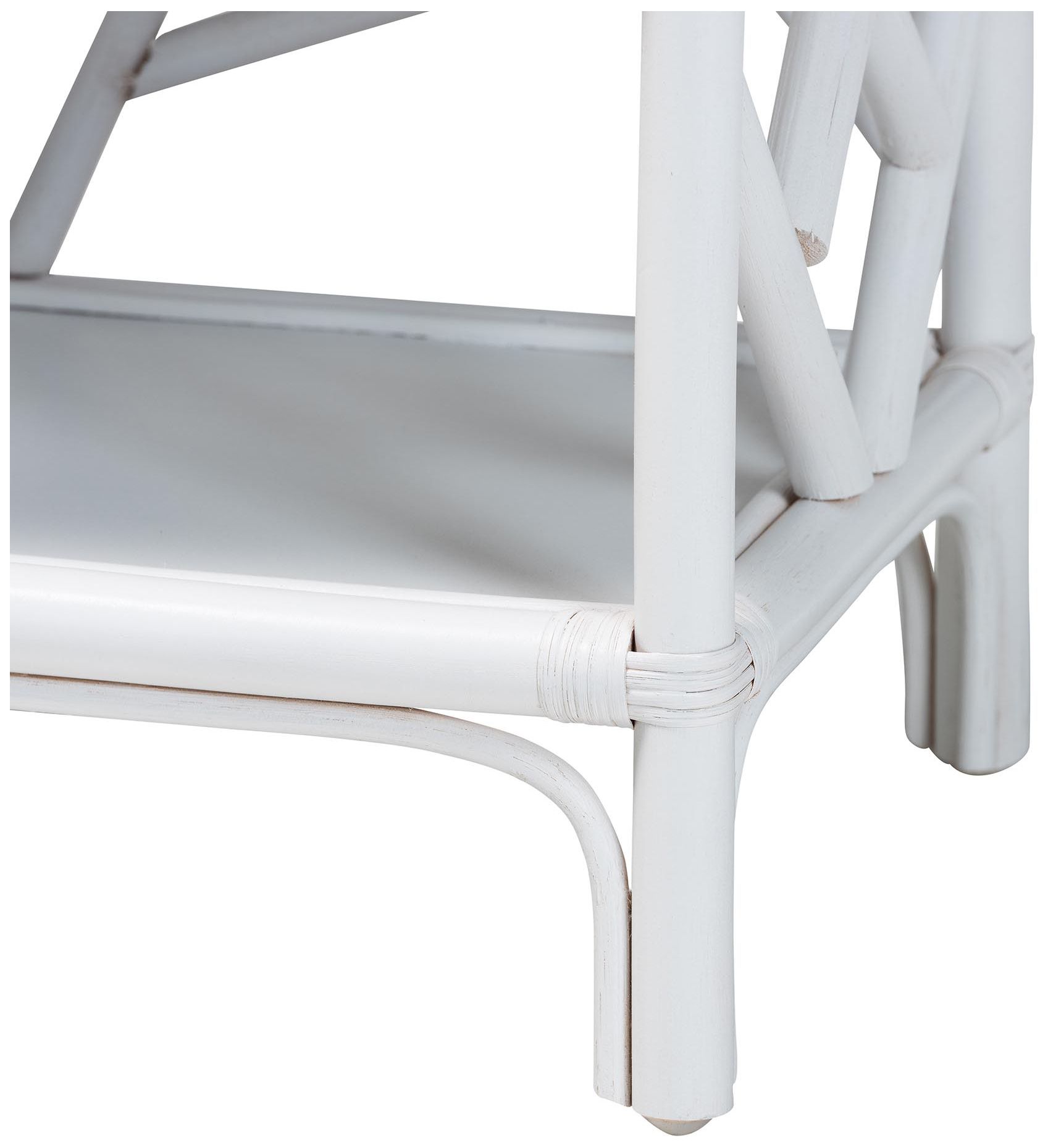 bali & pari Daina White Natural Rattan Nightstand with Drawer and Shelves