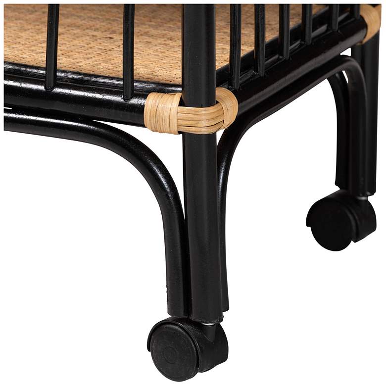 Image 5 bali & pari Dalinda Two-Tone Black and Natural Rattan 2-Tier Kitchen Cart more views