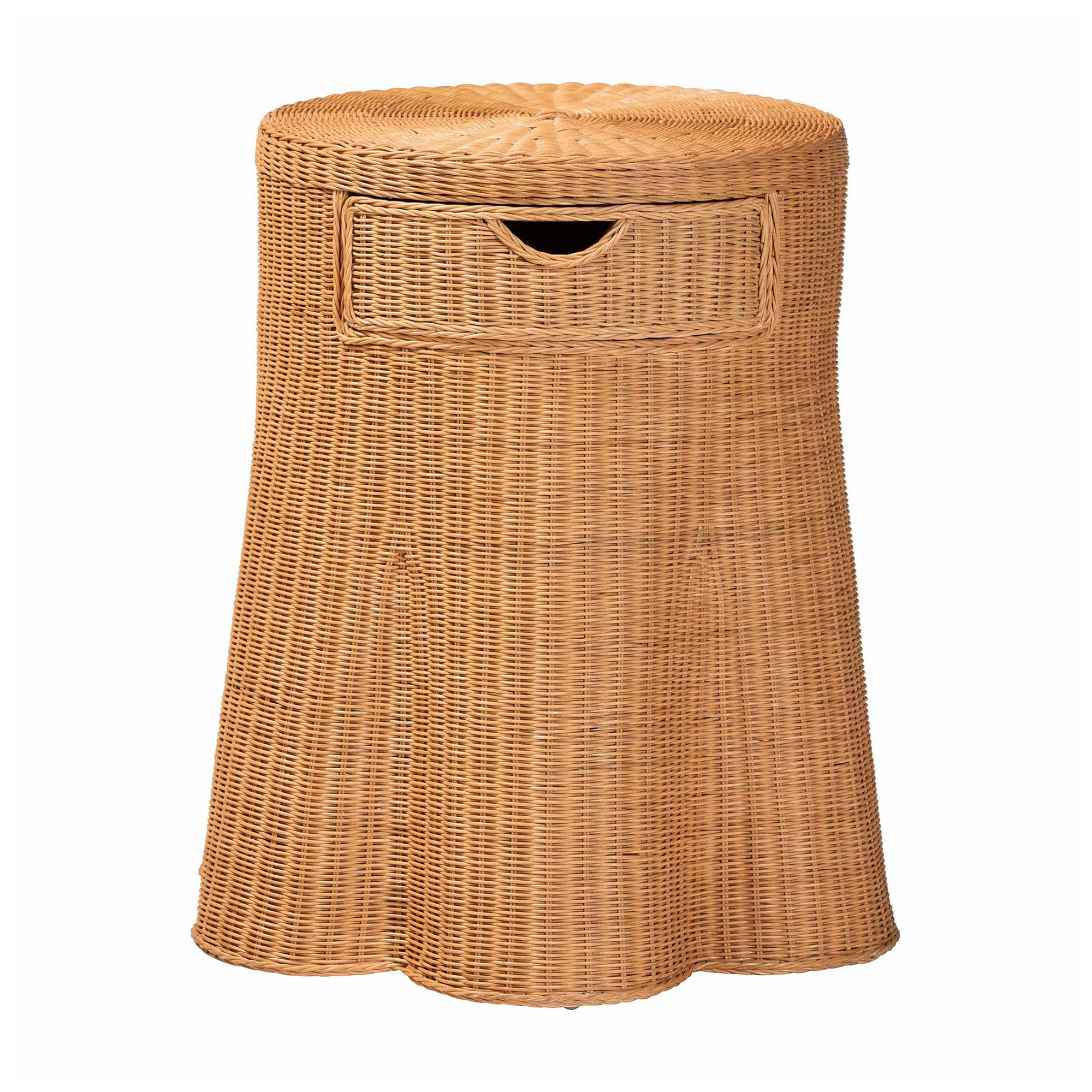 Image 4 bali & pari Dayo Scalloped Natural Rattan Console Table with Drawer, Round more views