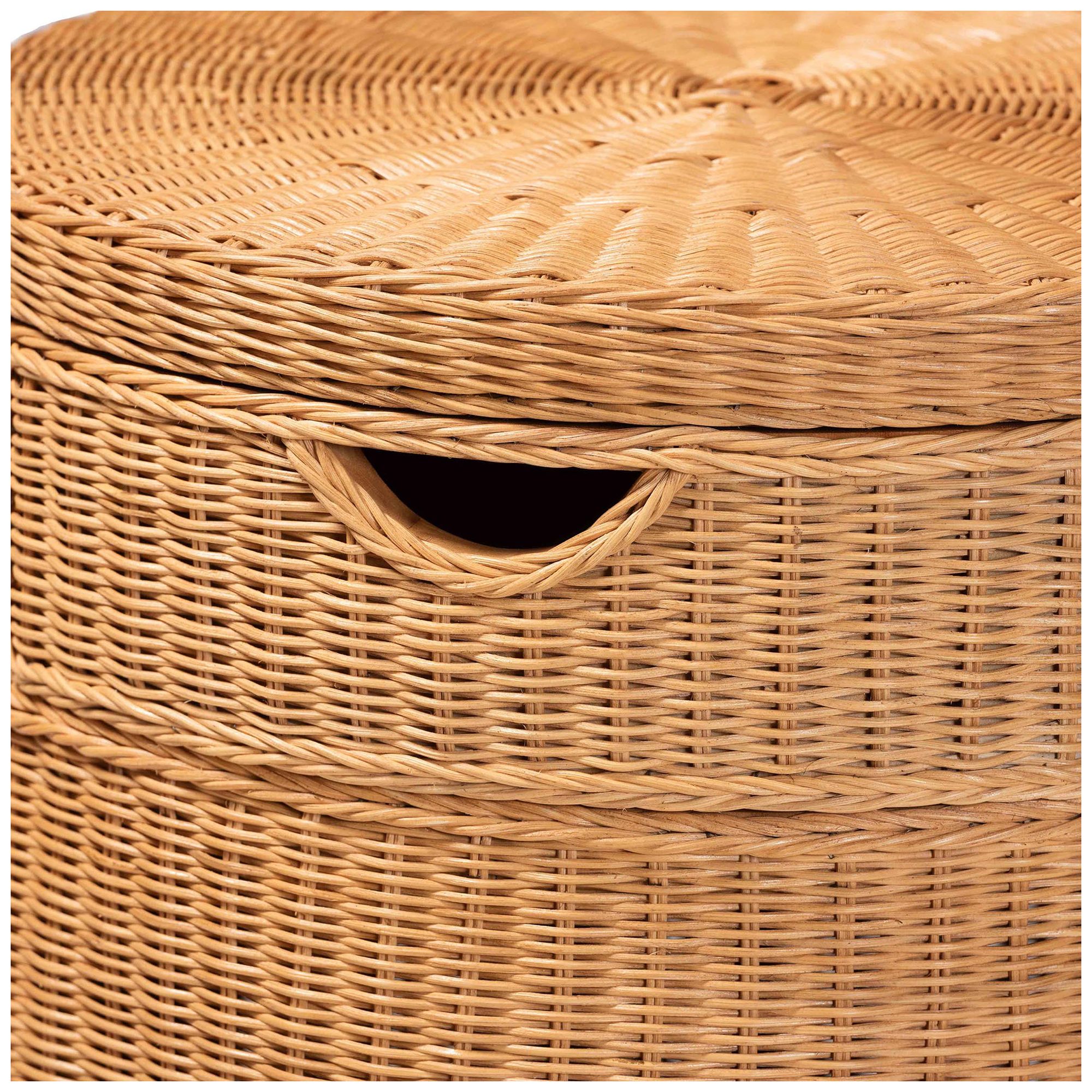 Image 7 bali & pari Dayo Scalloped Natural Rattan Console Table with Drawer, Round more views