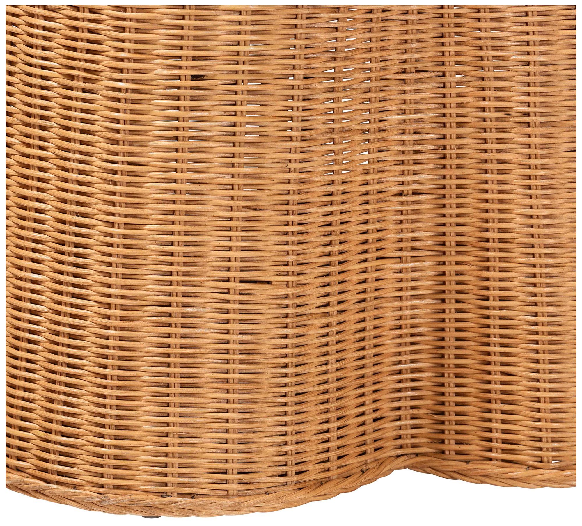 bali & pari Dayo Scalloped Natural Rattan Console Table with Drawer, Round