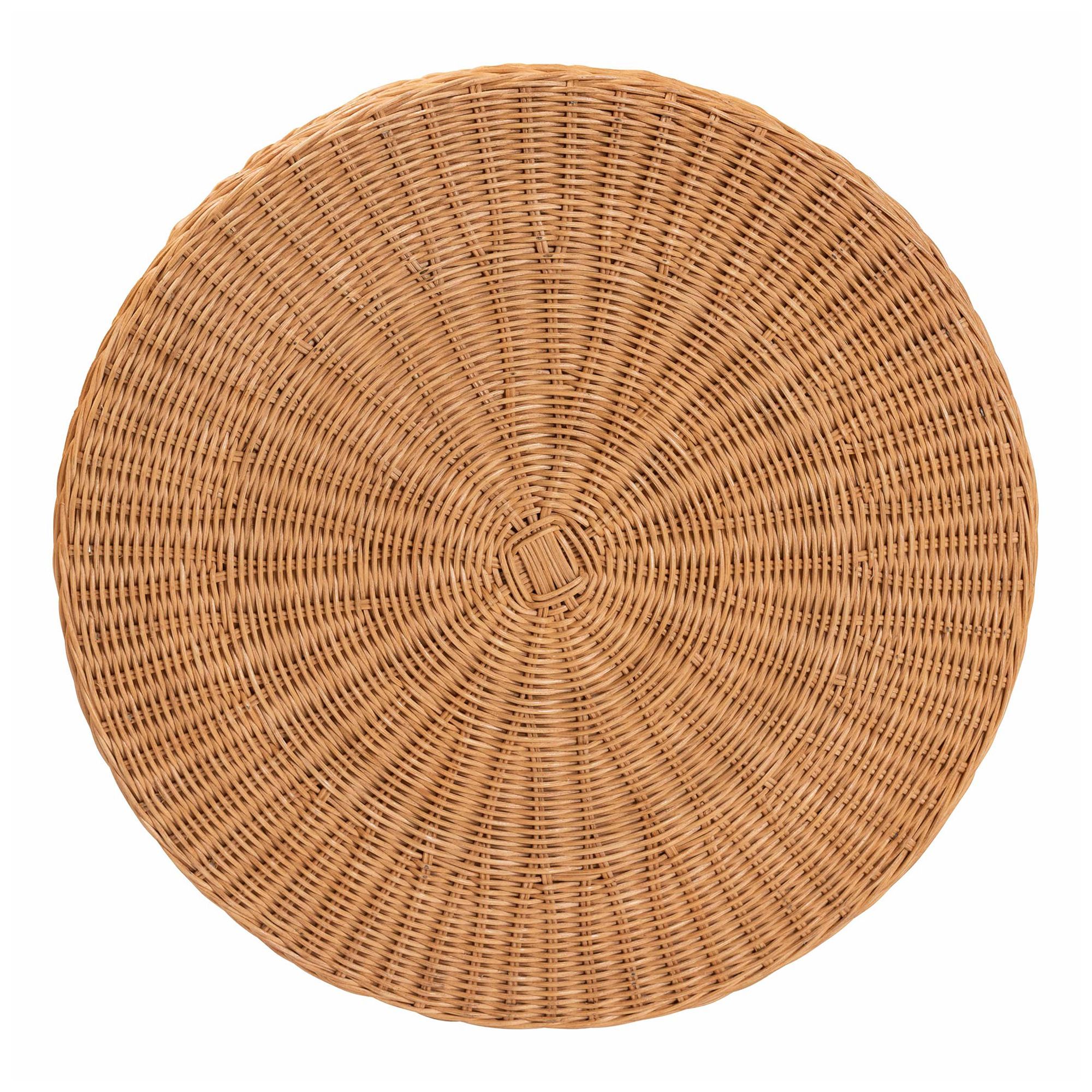 bali & pari Dayo Scalloped Natural Rattan Console Table with Drawer, Round