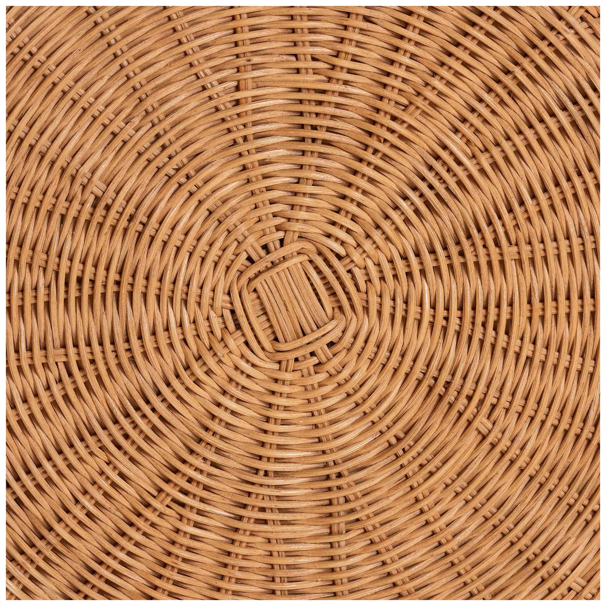 bali & pari Dayo Scalloped Natural Rattan Console Table with Drawer, Round