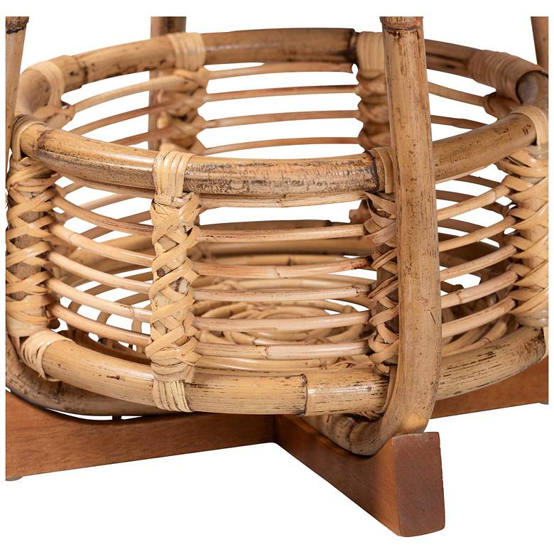Image 4 bali & pari Derenik Natural Rattan and Mahogany Wood End Table - Side Table more views