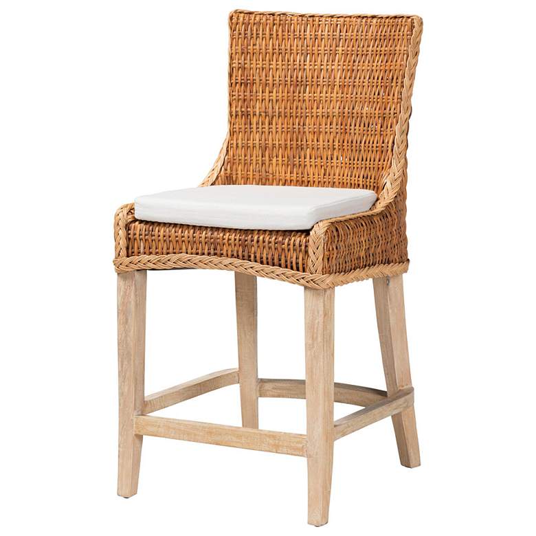 Image 1 bali & pari Derris Natural Rattan Counter Stool with Cushion