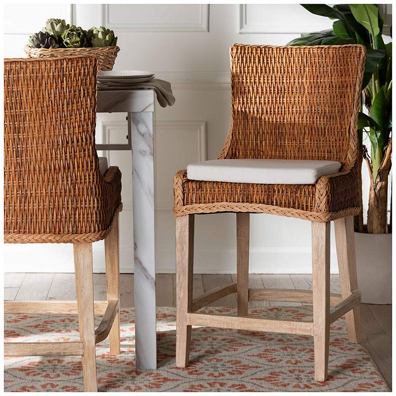 Image 2 bali & pari Derris Natural Rattan Counter Stool with Cushion more views