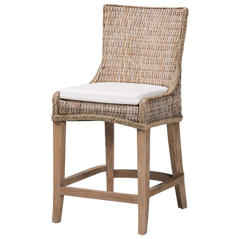 Image 1 bali & pari Derris Natural Rattan Counter Stool with Cushion