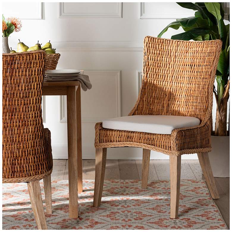 Image 2 bali & pari Derris Natural Rattan Dining Chair with Cushion more views