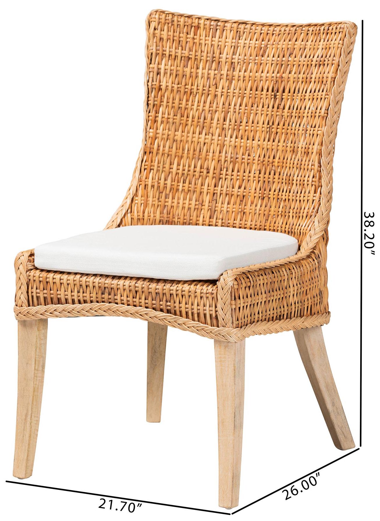 bali & pari Derris Natural Rattan Dining Chair with Cushion
