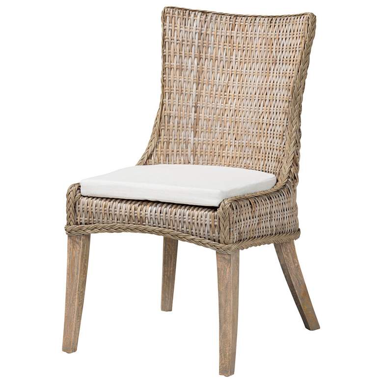Image 1 bali & pari Derris Natural Rattan Light Honey Dining Chair with Cushion