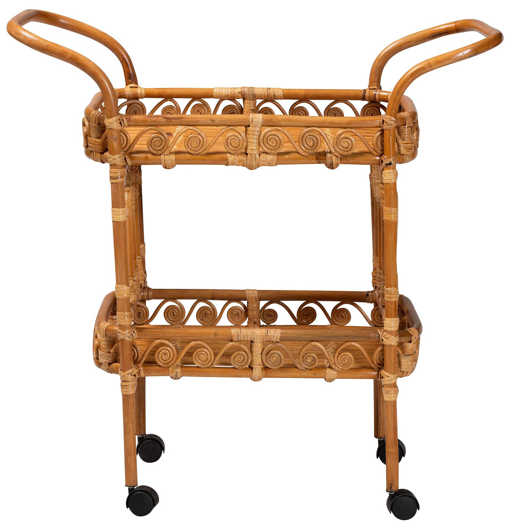 Image 3 bali & pari Diwata Modern Bohemian Natural Brown Rattan Kitchen Cart more views