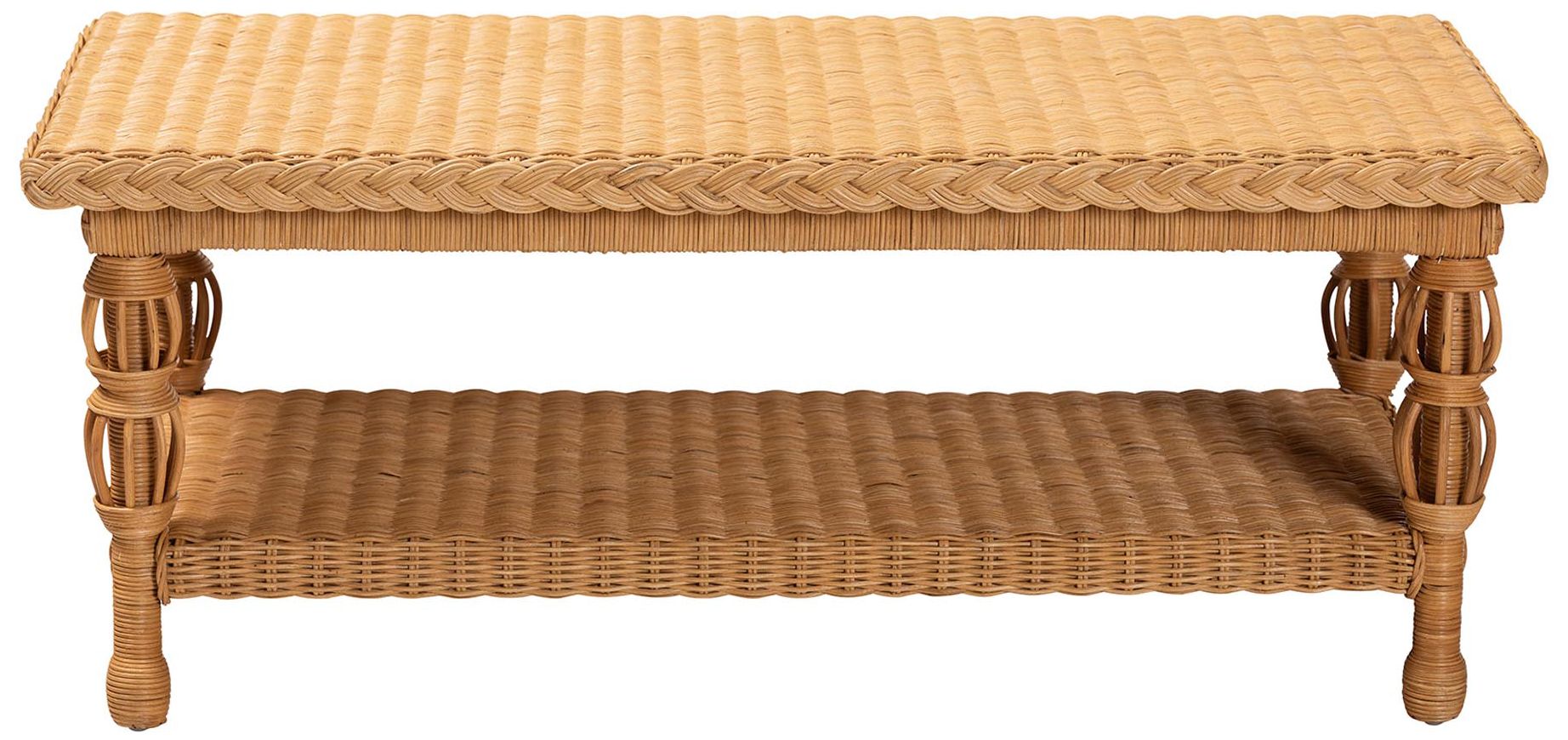 Image 3 bali & pari Dolby Natural Rattan Coffee Table - Wicker Accent Table more views