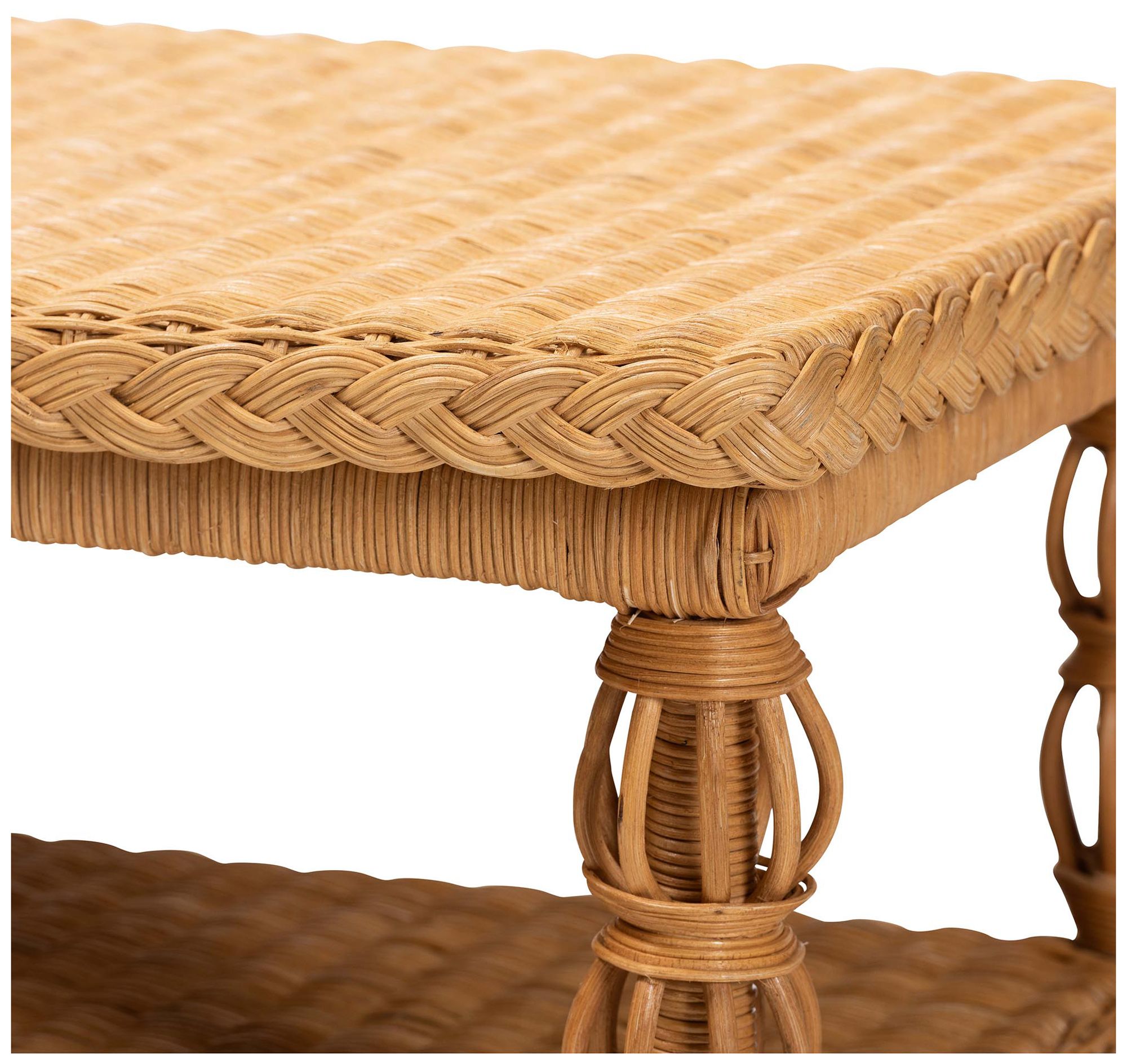 Image 5 bali & pari Dolby Natural Rattan Coffee Table - Wicker Accent Table more views