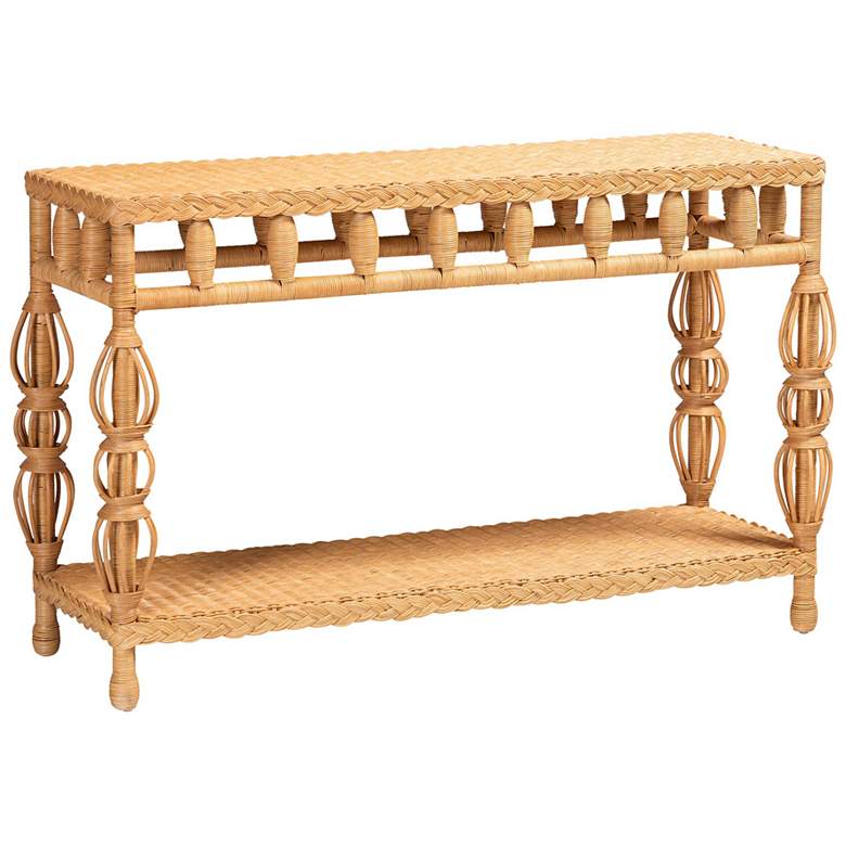 Image 2 bali & pari Dolby Natural Rattan Console Table - Wicker Accent Table
