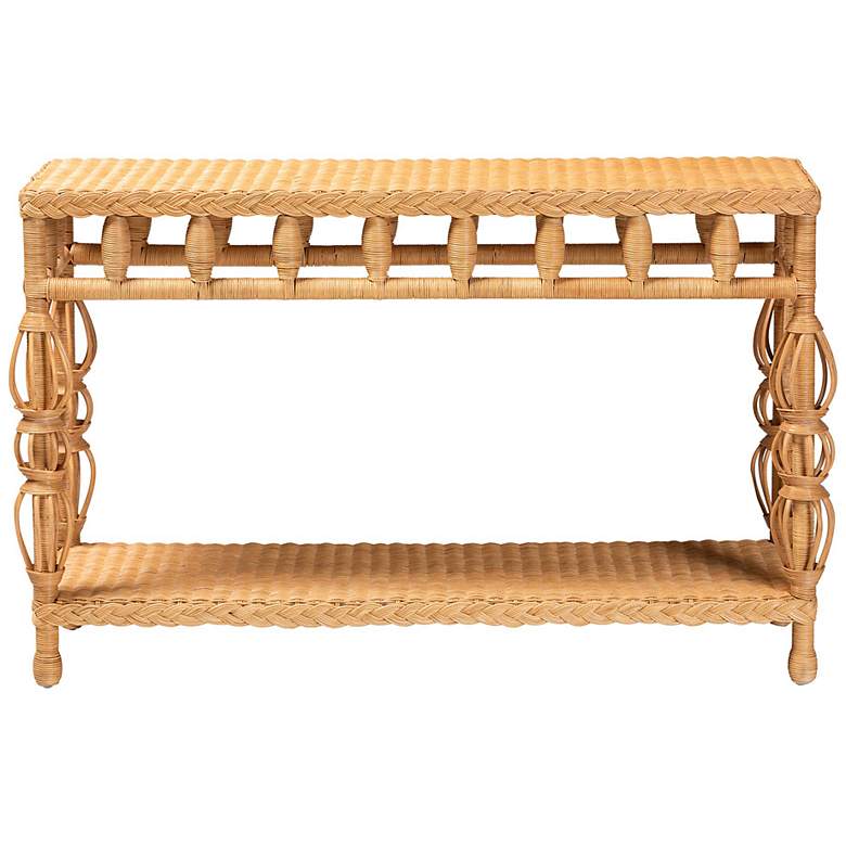 Image 3 bali & pari Dolby Natural Rattan Console Table - Wicker Accent Table more views