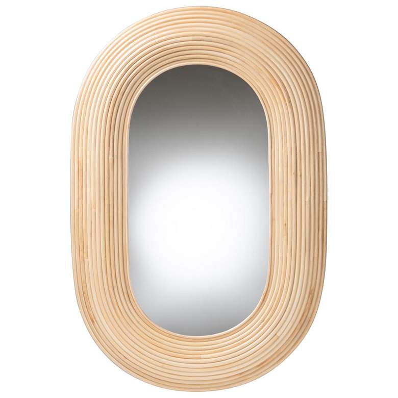 Image 2 bali & pari Drucilla Bohemian Natural Brown Rattan Oval Accent Wall Mirror