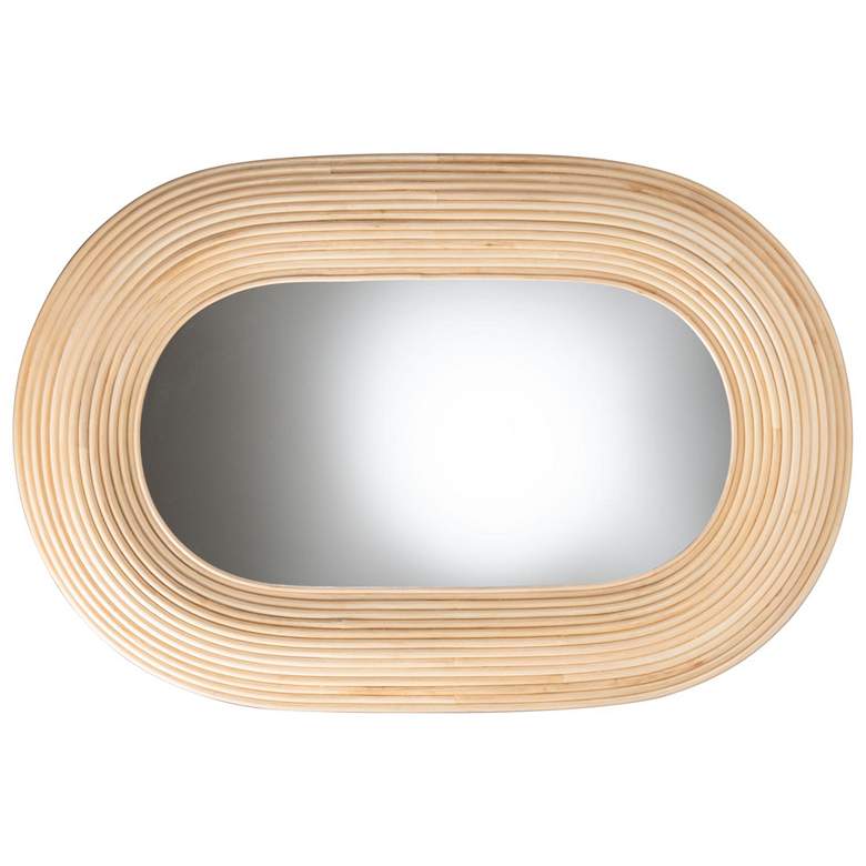 Image 3 bali & pari Drucilla Bohemian Natural Brown Rattan Oval Accent Wall Mirror more views