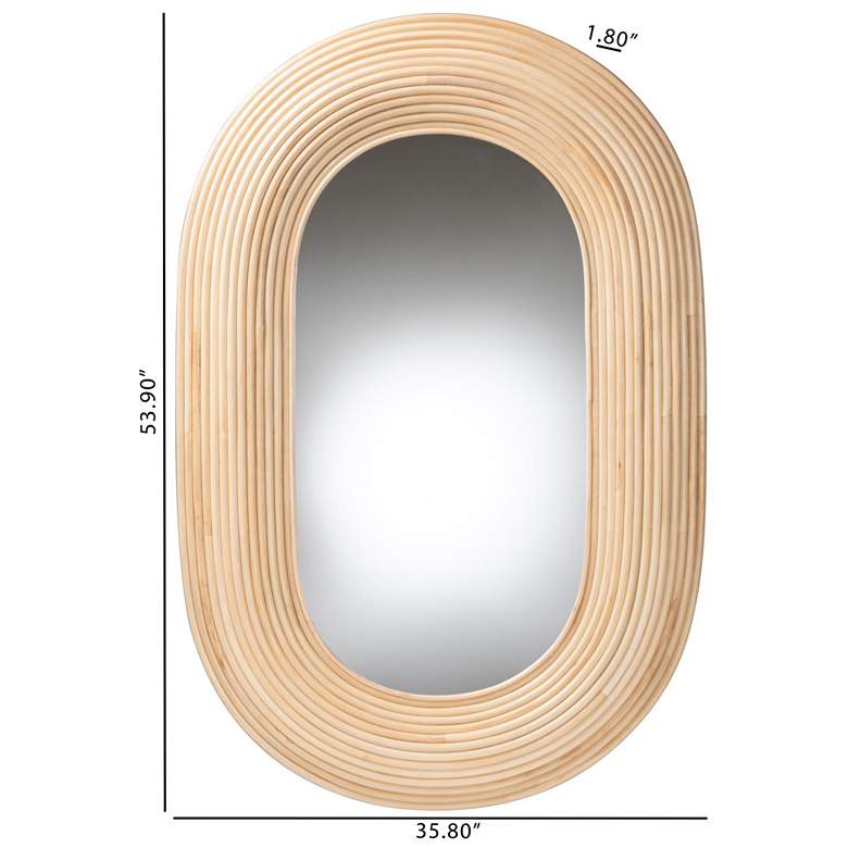 Image 5 bali & pari Drucilla Bohemian Natural Brown Rattan Oval Accent Wall Mirror more views