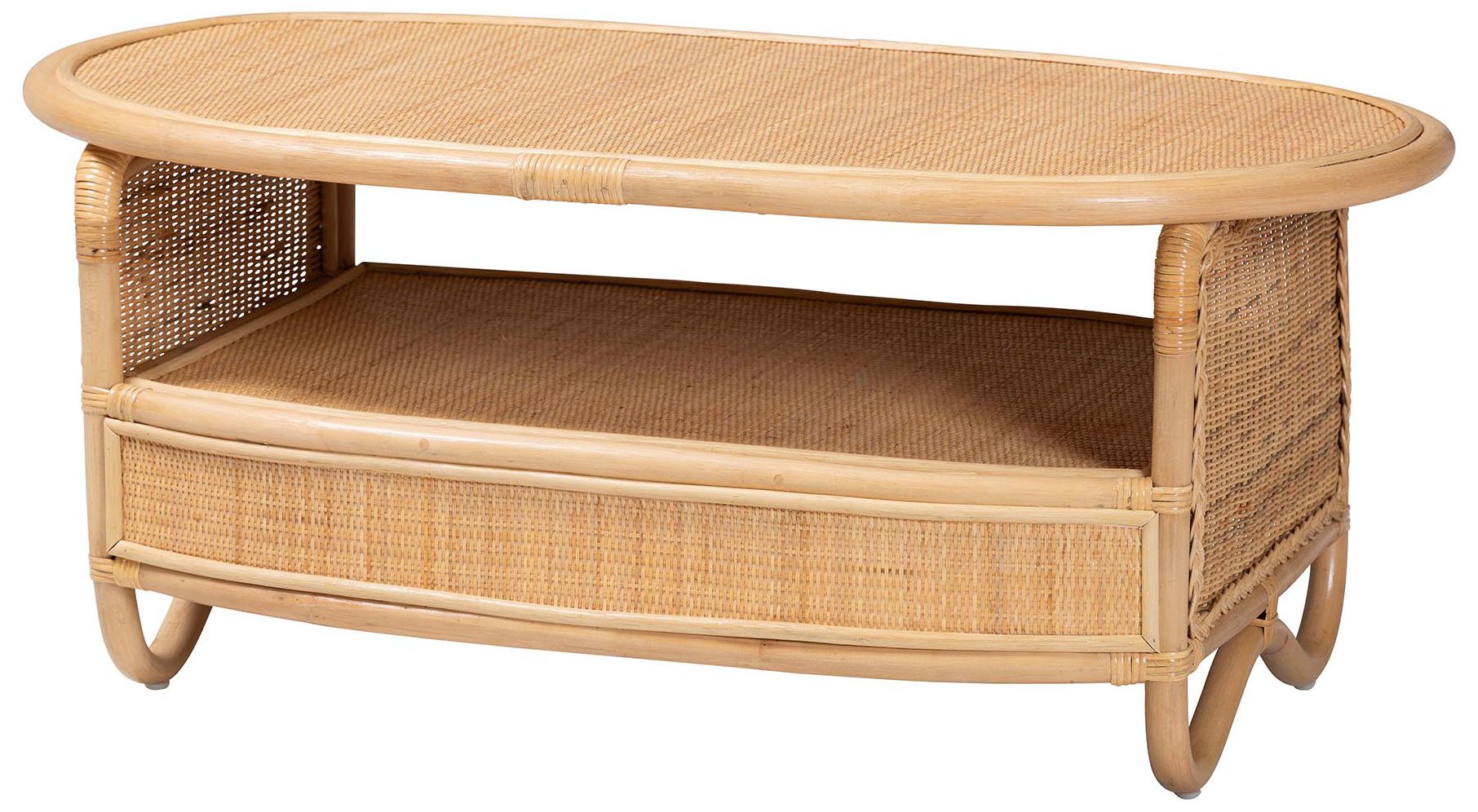 Image 2 bali & pari Dyna Natural Rattan Coffee Table with Open Shelf