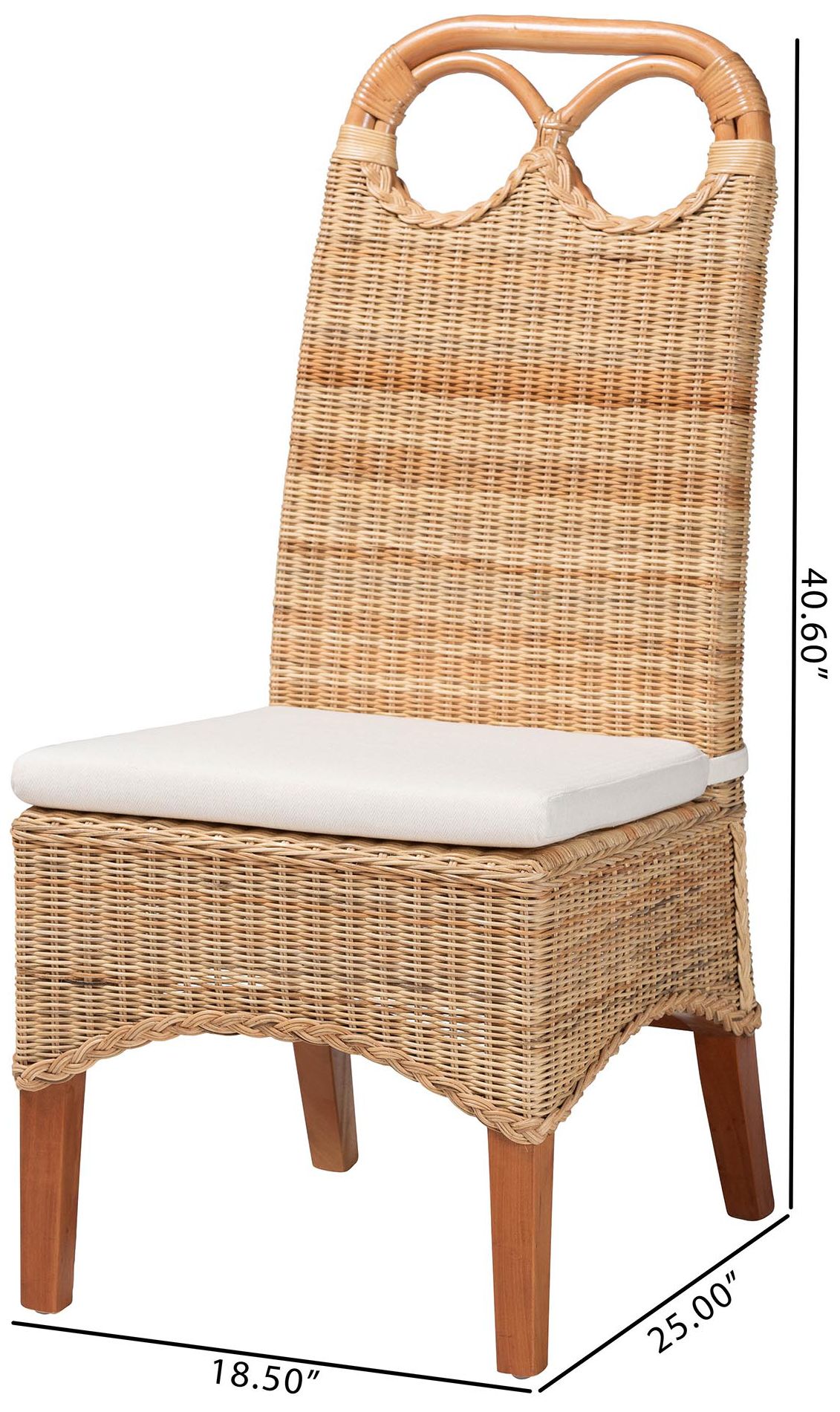 bali & pari Dyna Natural Rattan Dining Chair with Removable Cushion