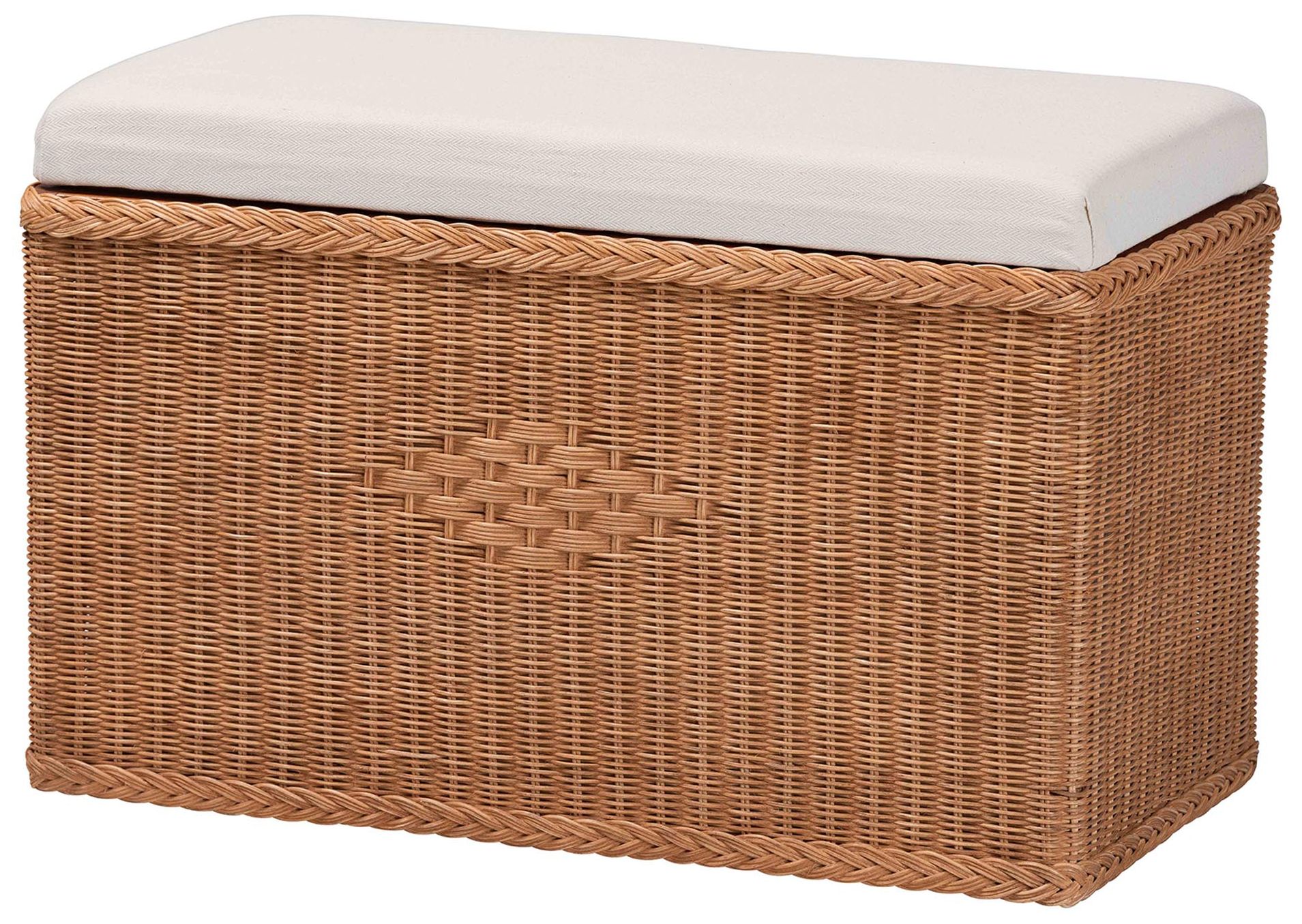 Thumbnail2 of bali & pari Eamon Braided Rattan Storage Bench with Cushioned Lift Top Lid
