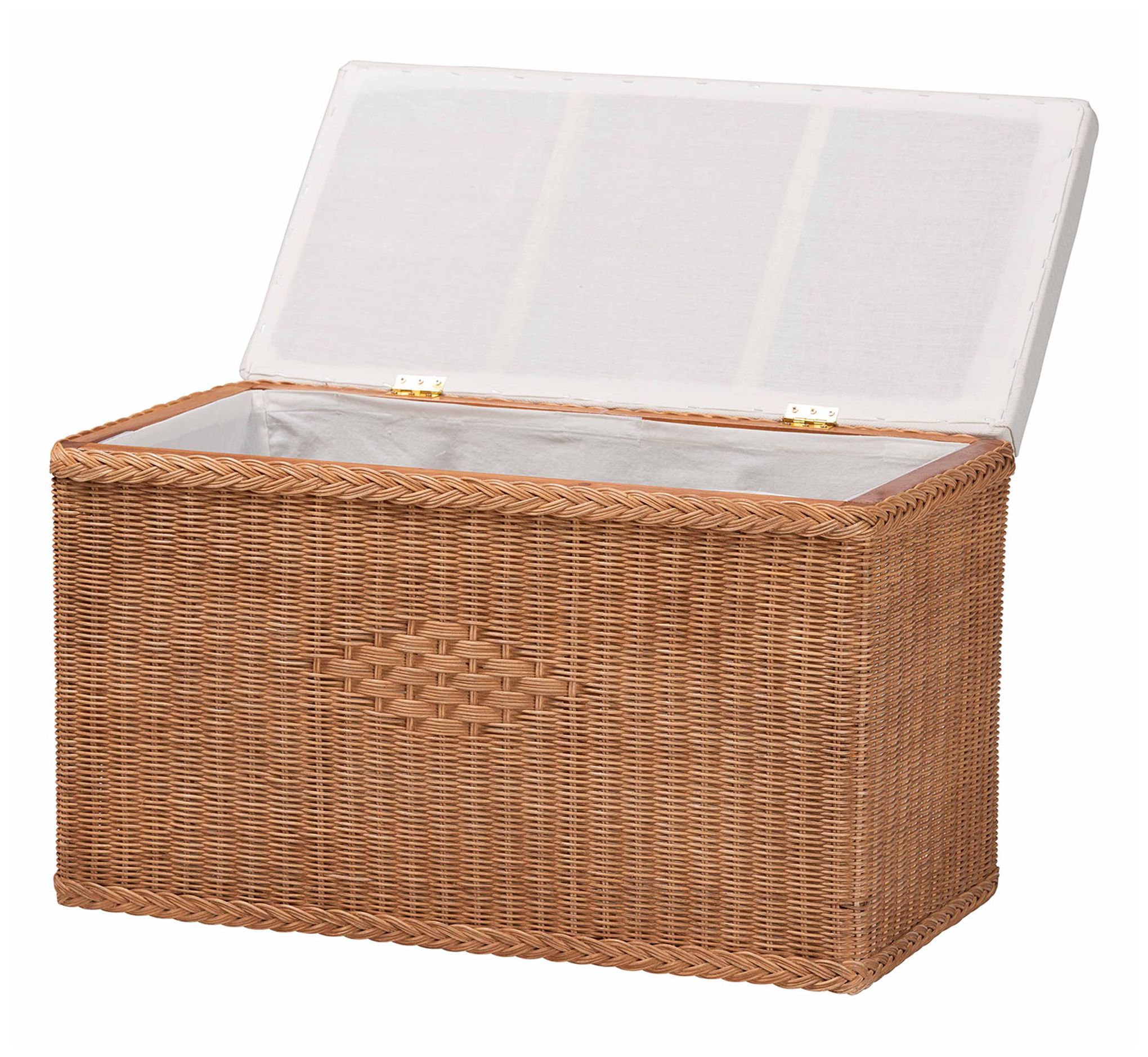 Thumbnail3 of bali & pari Eamon Braided Rattan Storage Bench with Cushioned Lift Top Lid more views