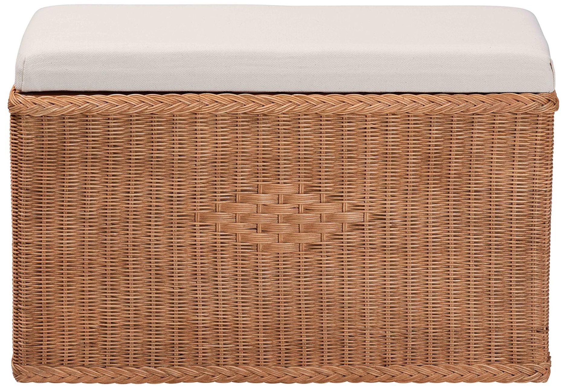 Thumbnail4 of bali & pari Eamon Braided Rattan Storage Bench with Cushioned Lift Top Lid more views