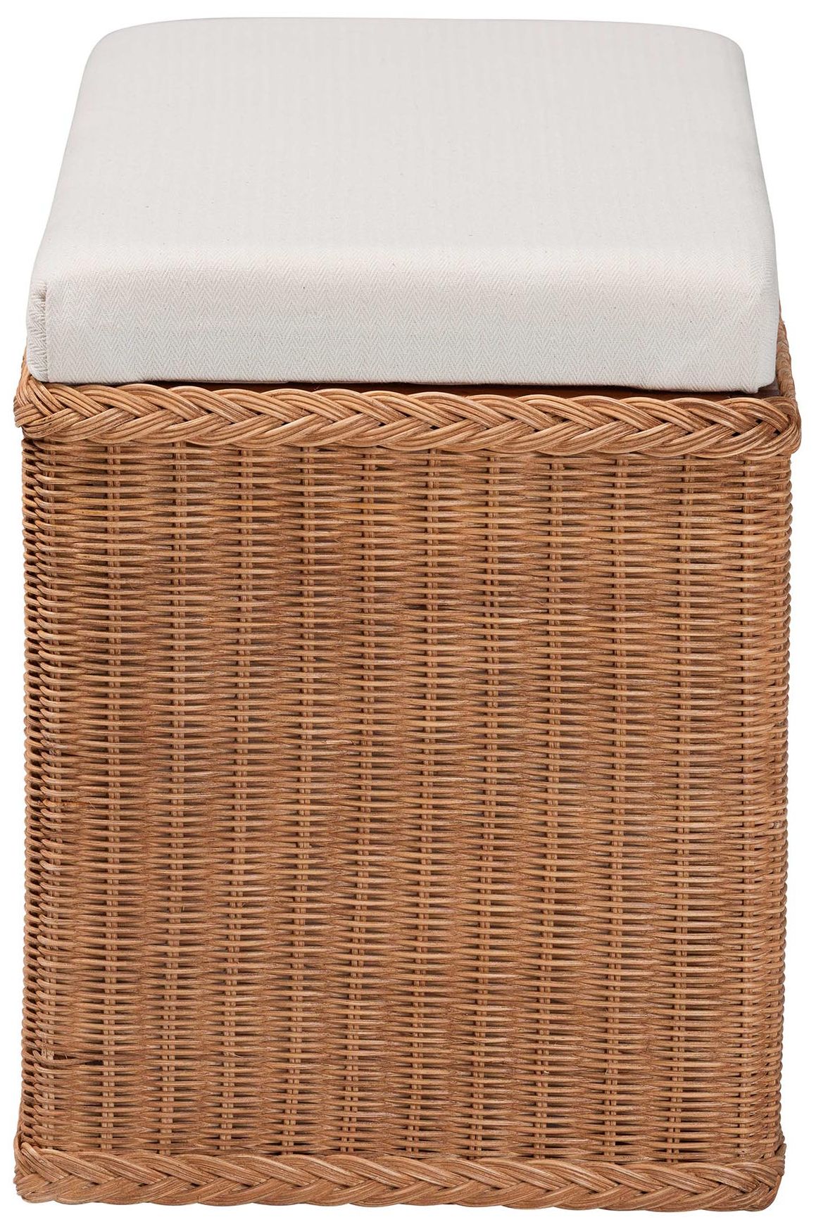 bali & pari Eamon Braided Rattan Storage Bench with Cushioned Lift Top Lid