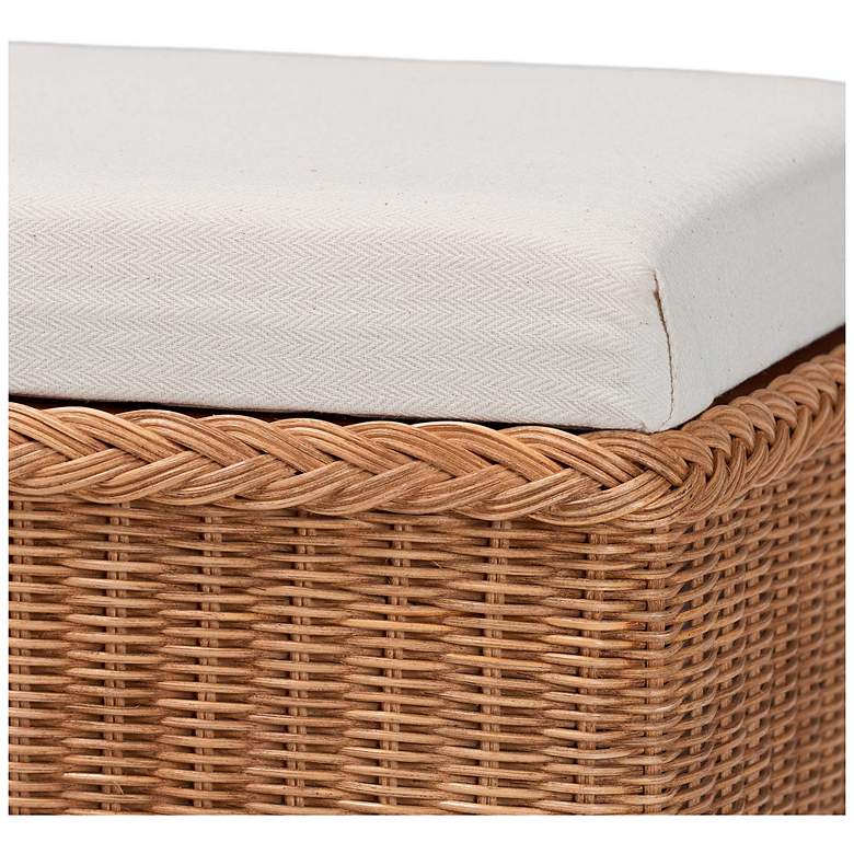 Image 6 bali & pari Eamon Braided Rattan Storage Bench with Cushioned Lift Top Lid more views