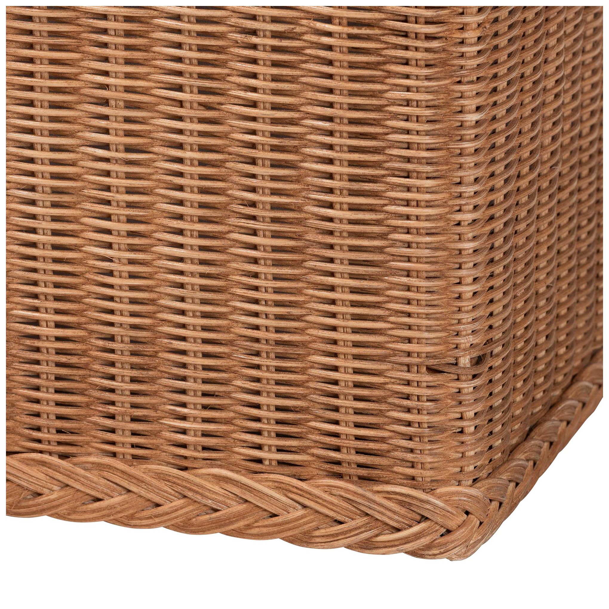 bali & pari Eamon Braided Rattan Storage Bench with Cushioned Lift Top Lid