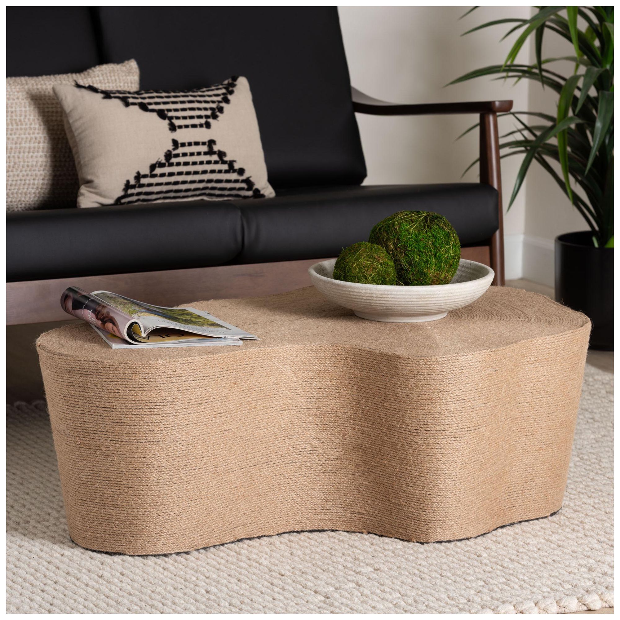 bali & pari Edna Natural Jute Coffee Table - Textured Handwoven